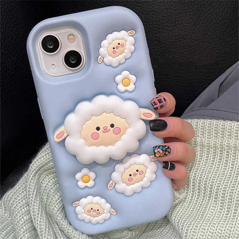 3D Blue Sheep w/ Holder iPhone Case