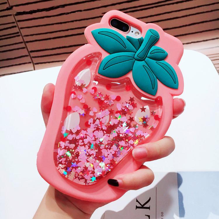 Strawberry Liquid Quicksand 3D iPhone Case – Mermaid Case Strawberry Liquid Quicksand 3D iPhone Case – Mermaid Case