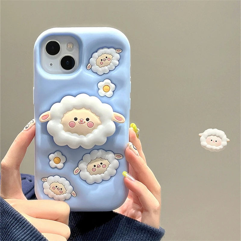 3D Blue Sheep w/ Holder iPhone Case