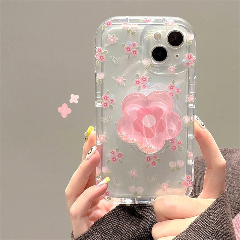 Pink Flower iPhone Case w/ Holder