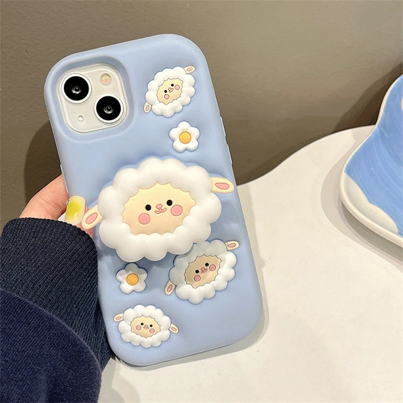 3D Blue Sheep w/ Holder iPhone Case