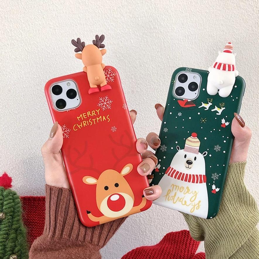 Christmas Deer & Snowman 3D iPhone Case