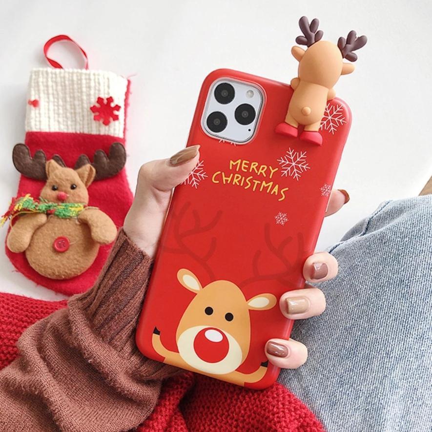 Christmas Deer & Snowman 3D iPhone Case