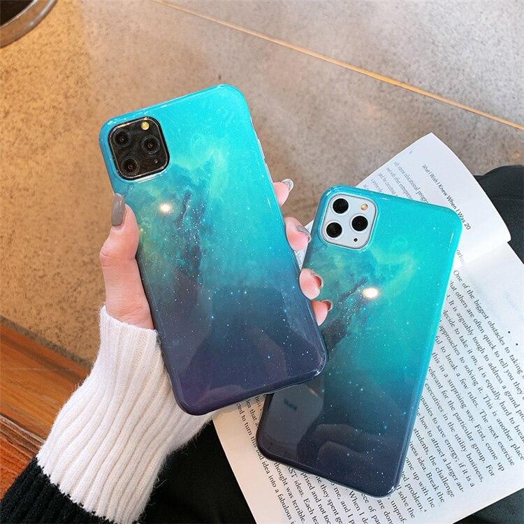 Blue Nebula Glossy iPhone Case
