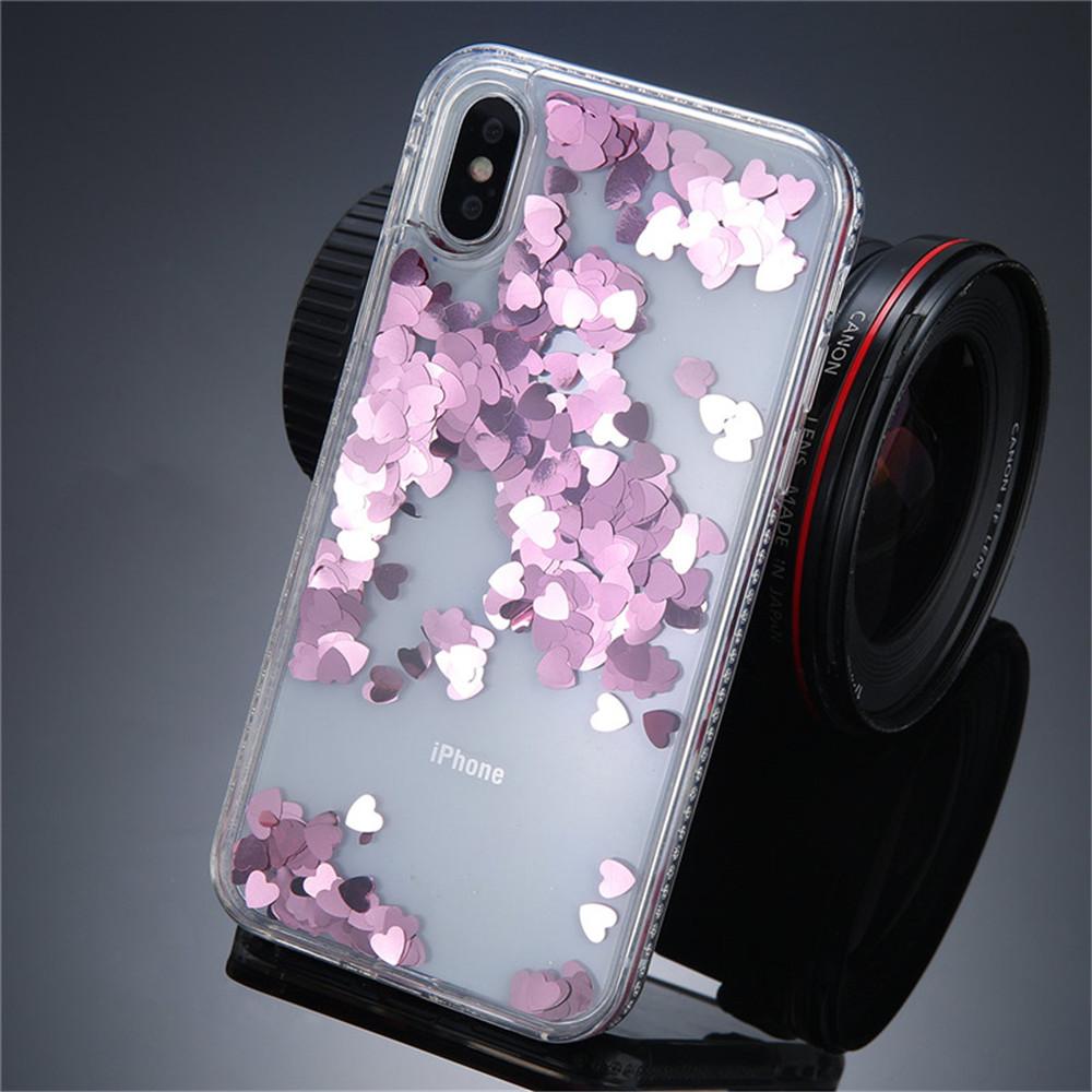 Transparent Heart Quicksand iPhone Case