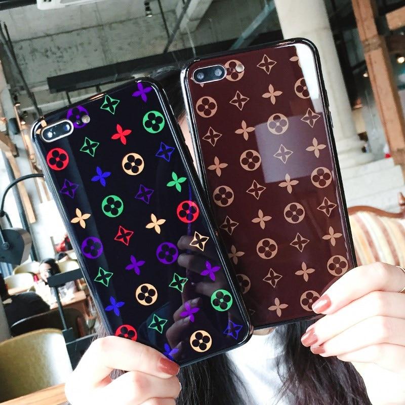 Luxury Monogram Tempered Glass iPhone Case