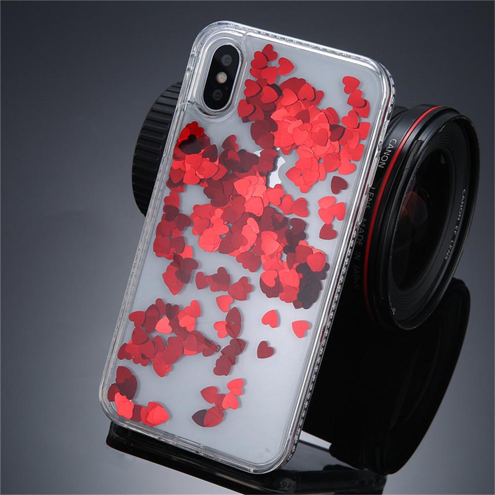 Transparent Heart Quicksand iPhone Case