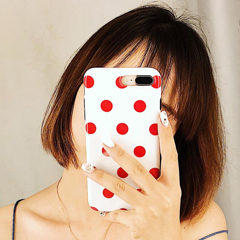 Red Dots Glossy iPhone Case