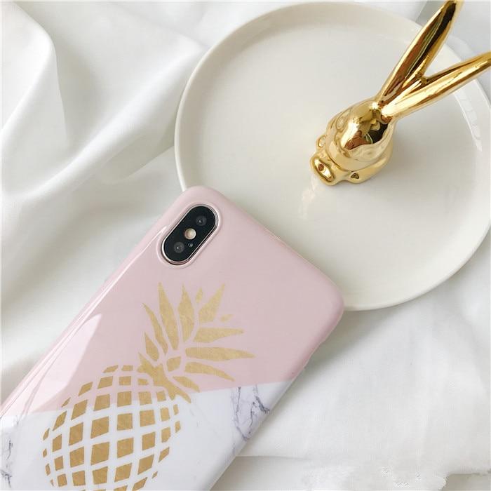 Golden Pineapple Marble iPhone Case