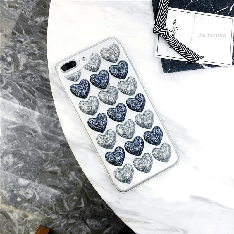 Love Heart Glitter Transparent iPhone Case