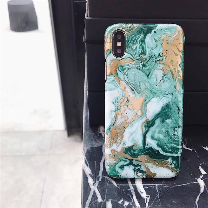 Black & Green Hard Marble iPhone Case