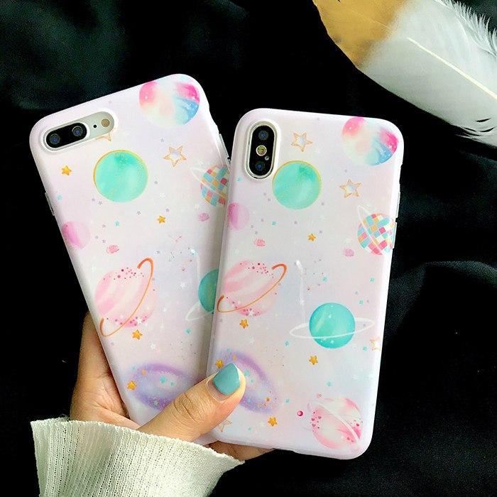 Pink Planets in Space iPhone Case