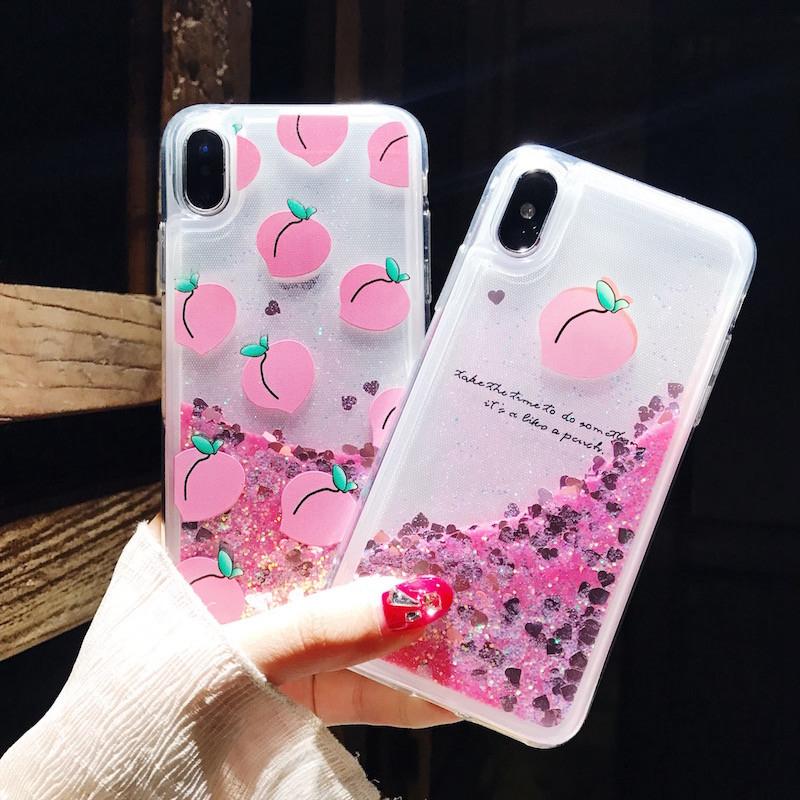 Peach Liquid Glitter iPhone Case