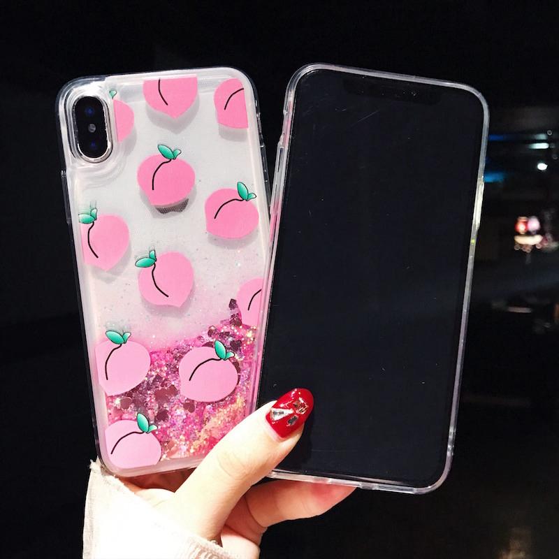 Peach Liquid Glitter iPhone Case