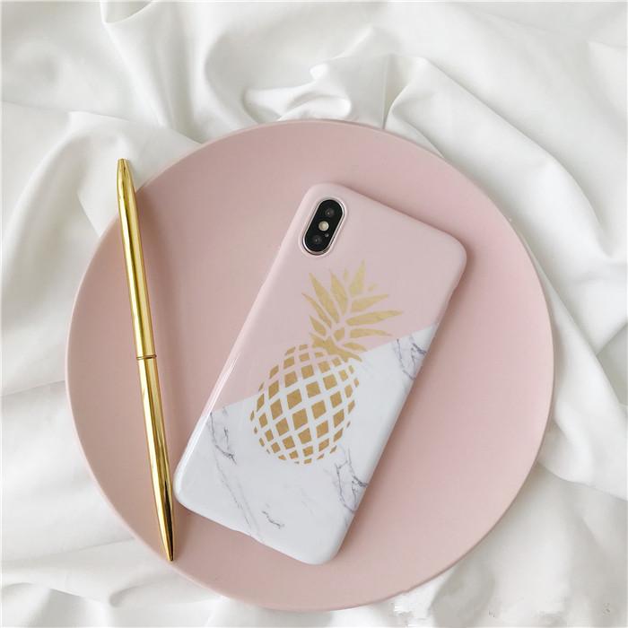 Golden Pineapple Marble iPhone Case