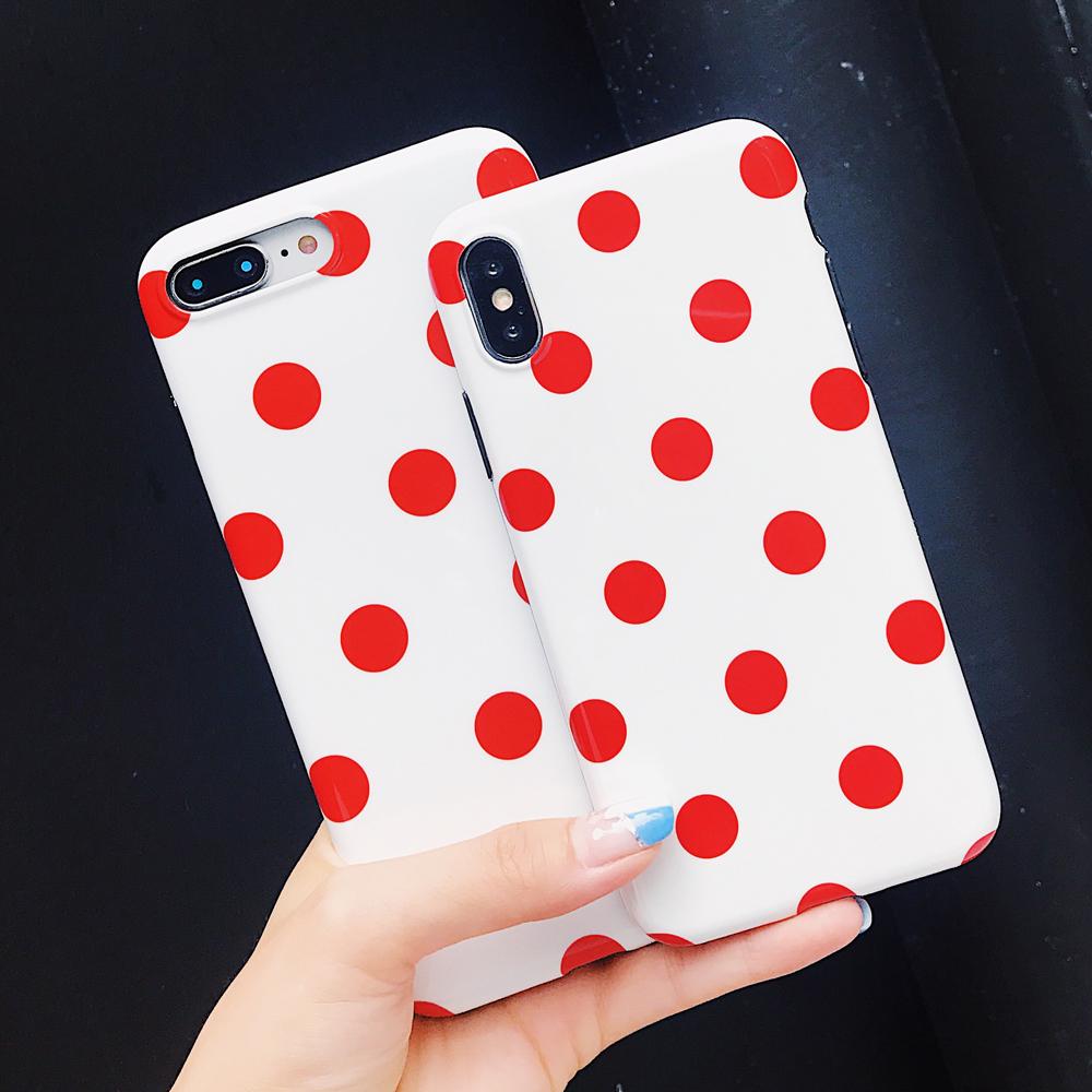 Red Dots Glossy iPhone Case