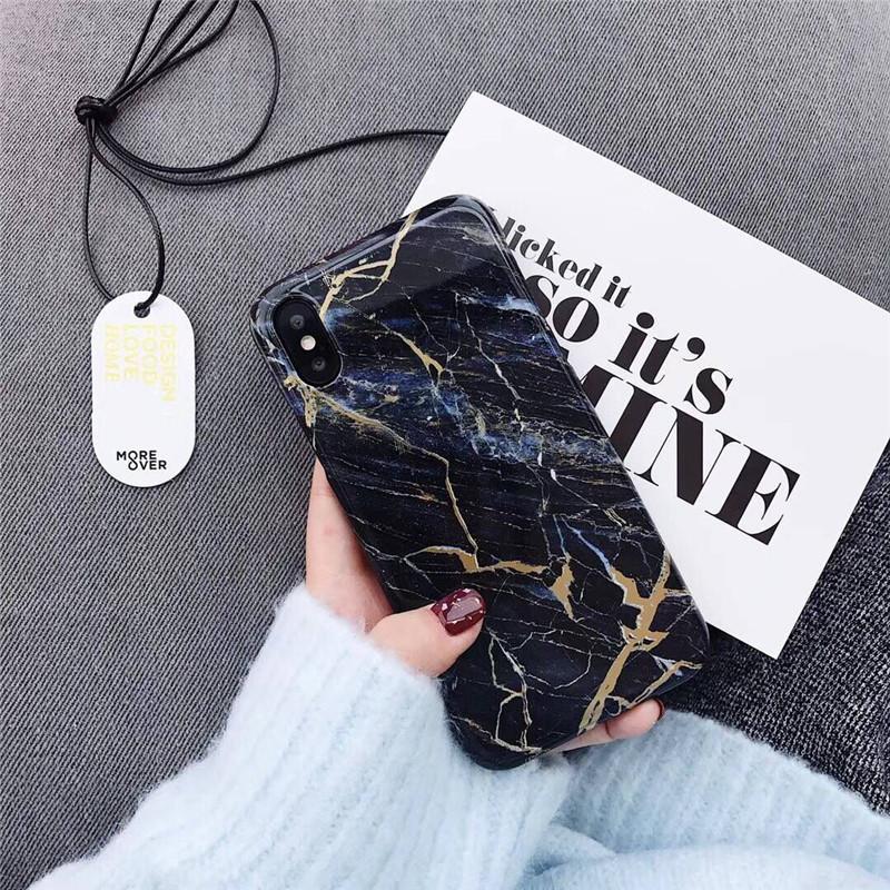 Black & Green Hard Marble iPhone Case