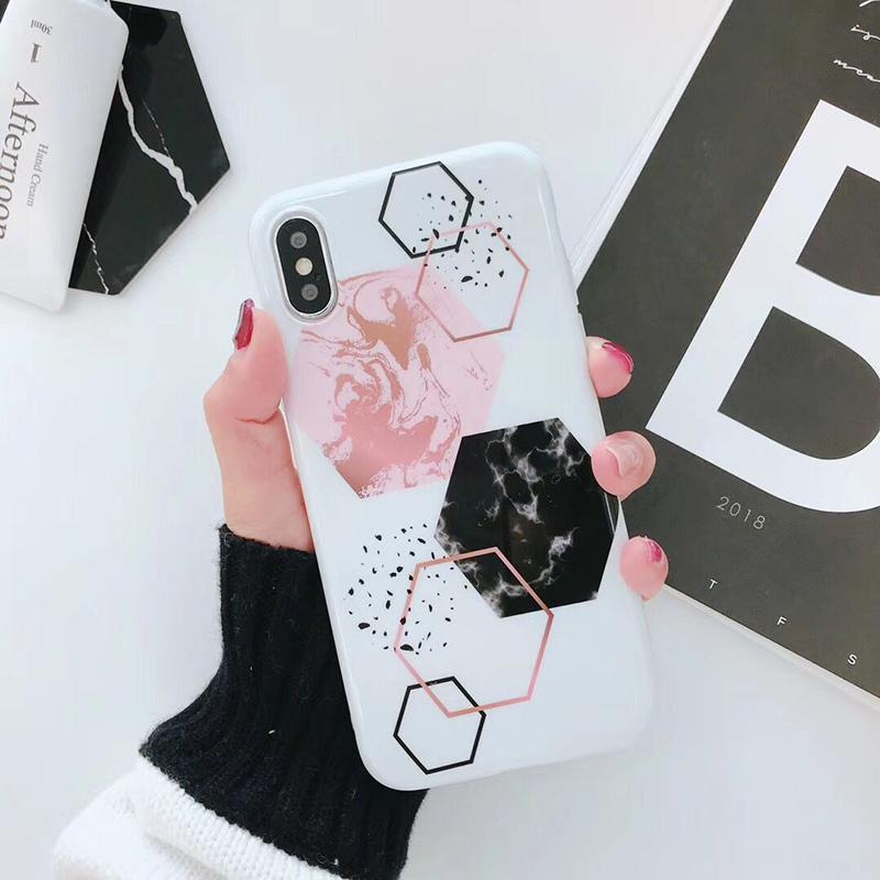 Candy Colors Geometric Marble iPhone Case