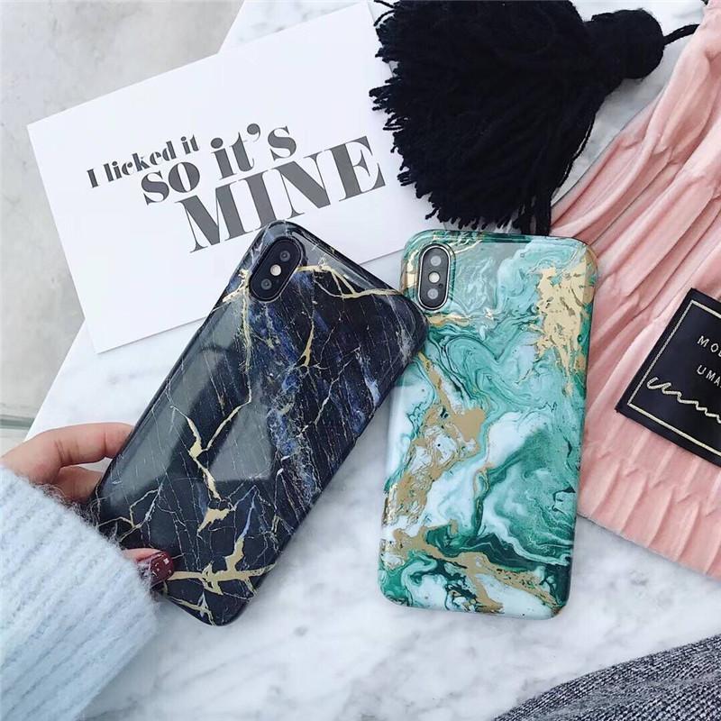 Black & Green Hard Marble iPhone Case