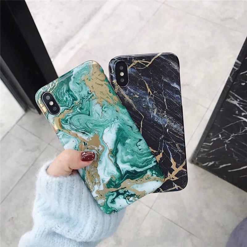 Black & Green Hard Marble iPhone Case