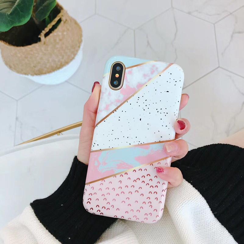 Candy Colors Geometric Marble iPhone Case
