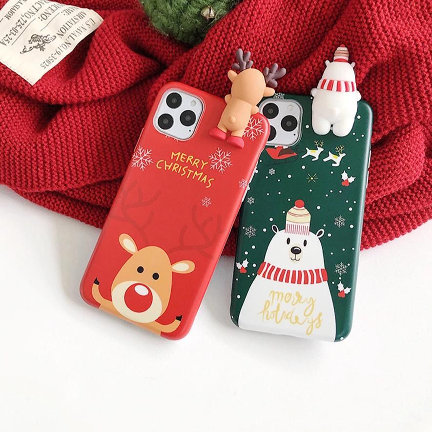 Christmas Deer & Snowman 3D iPhone Case