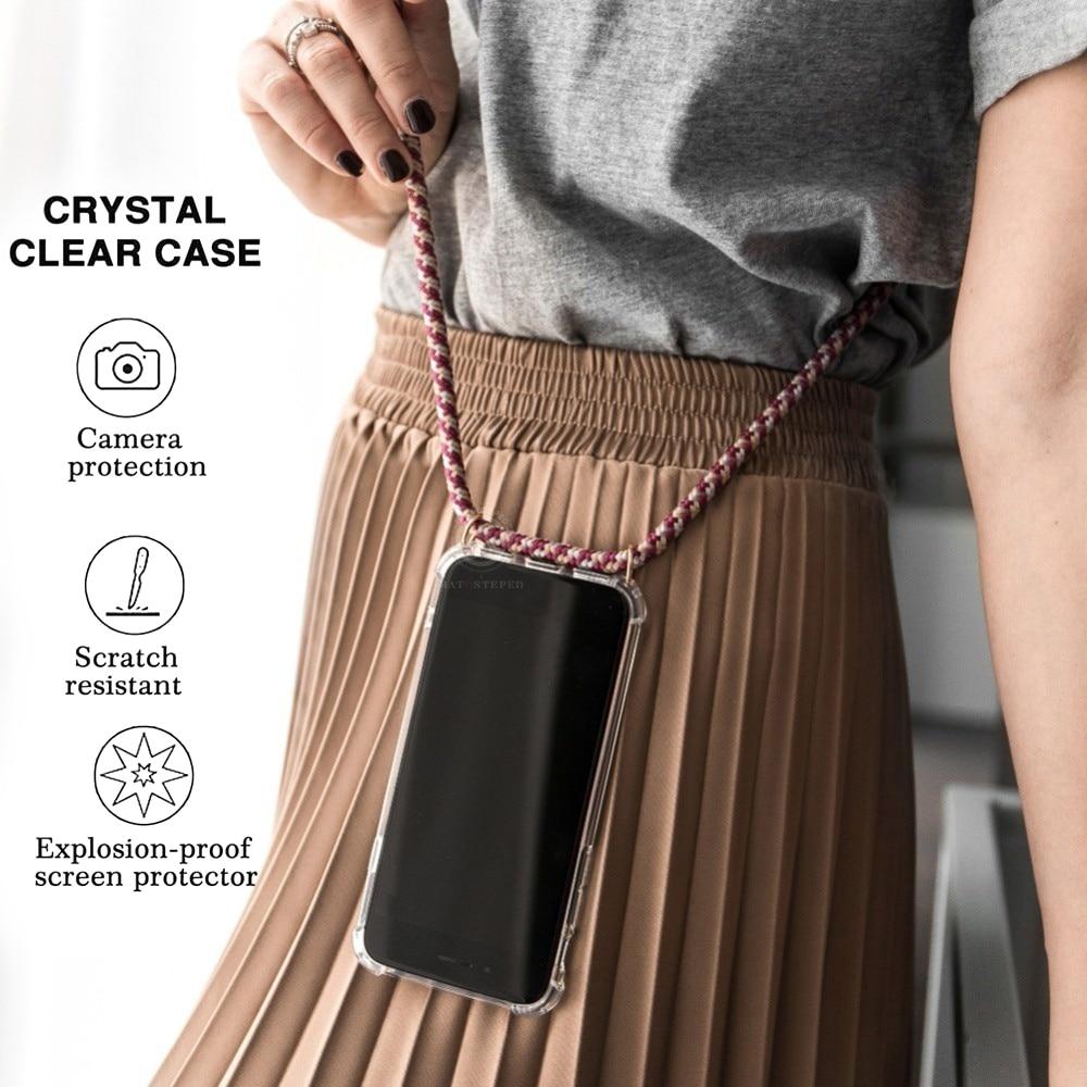 Anti-Knock Transparent Crossbody iPhone Case