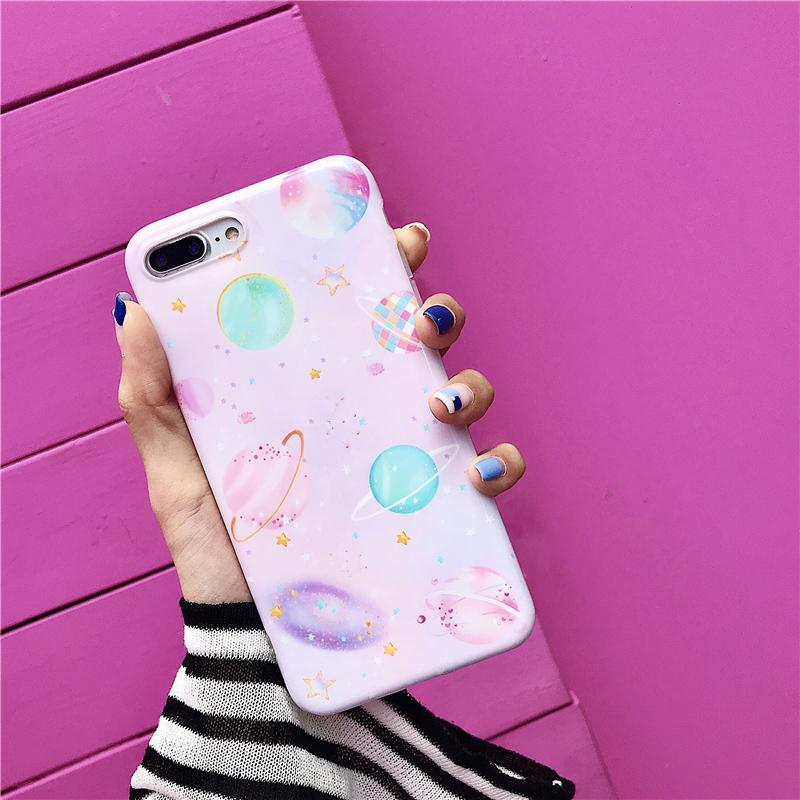 Pink Planets in Space iPhone Case