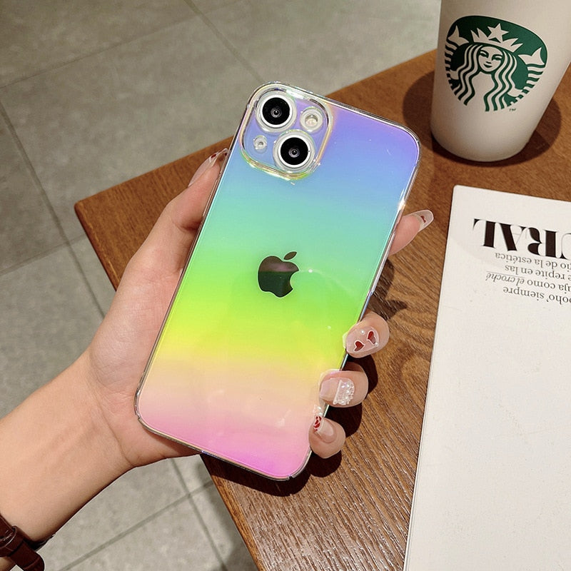 Rainbow Gradient Laser iPhone Case