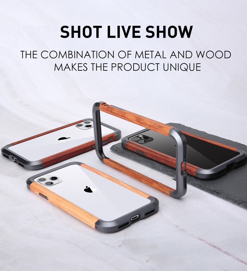 Aluminum Metal + Wood Bumper iPhone Case