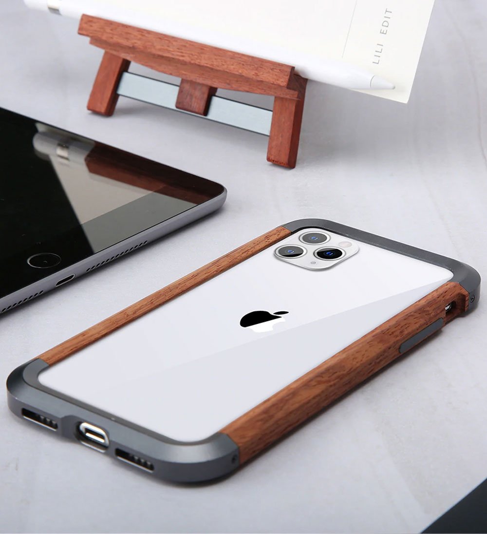 Aluminum Metal + Wood Bumper iPhone Case