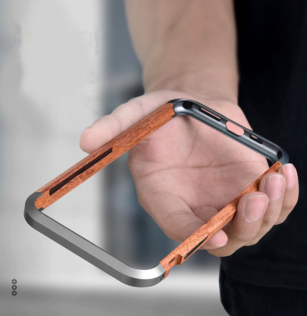 Aluminum Metal + Wood Bumper iPhone Case