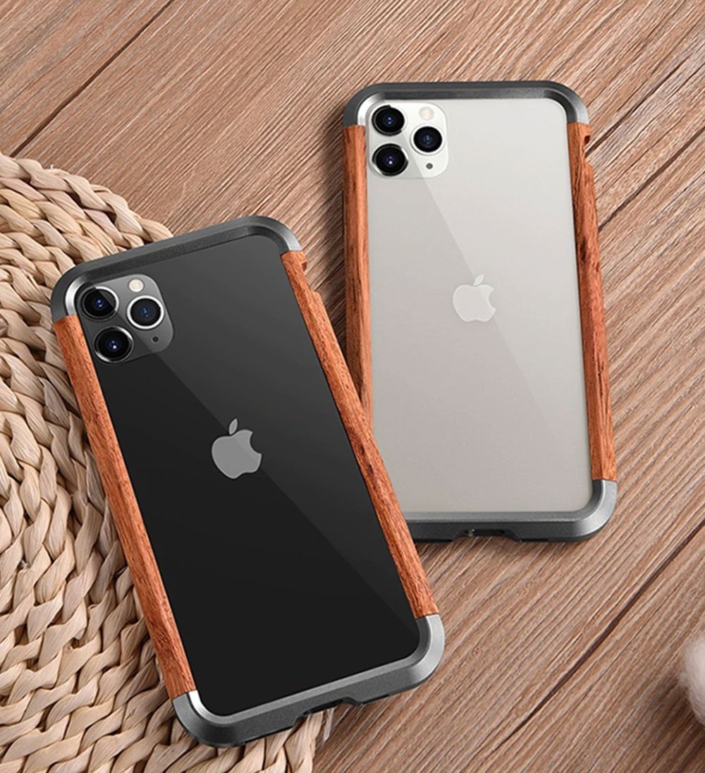 Aluminum Metal + Wood Bumper iPhone Case