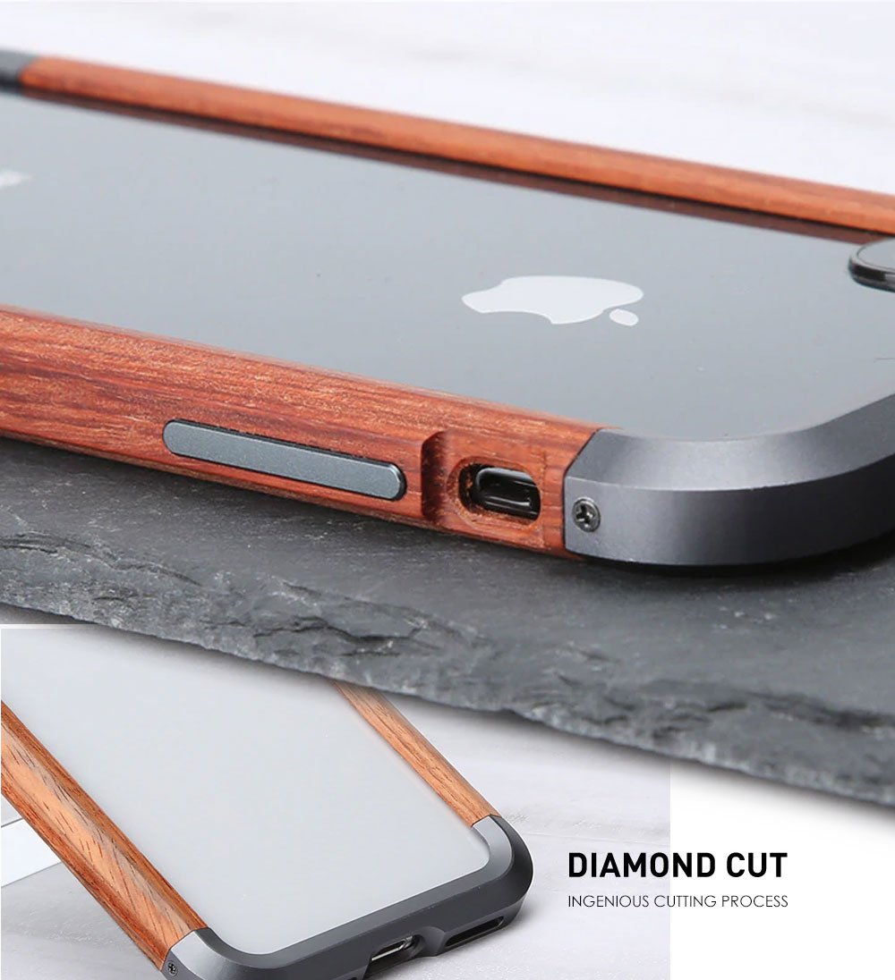 Aluminum Metal + Wood Bumper iPhone Case