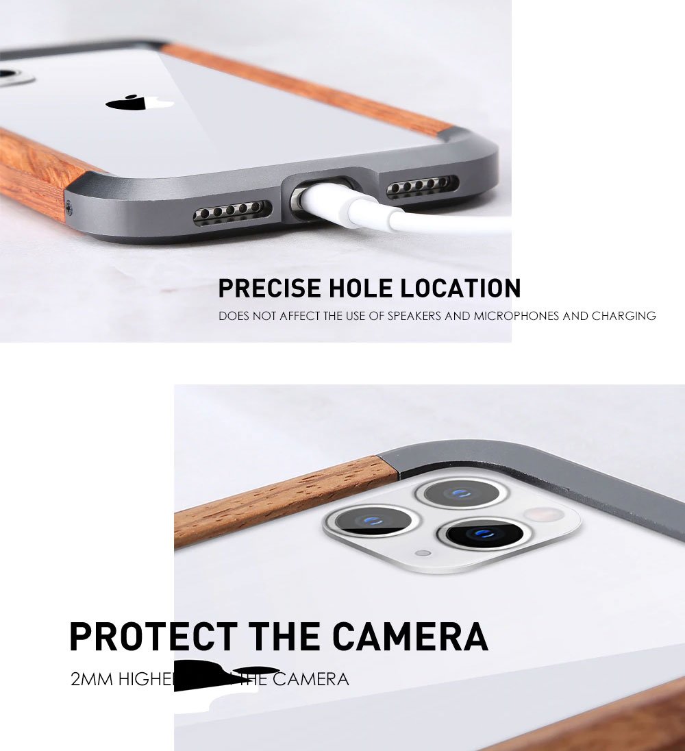 Aluminum Metal + Wood Bumper iPhone Case