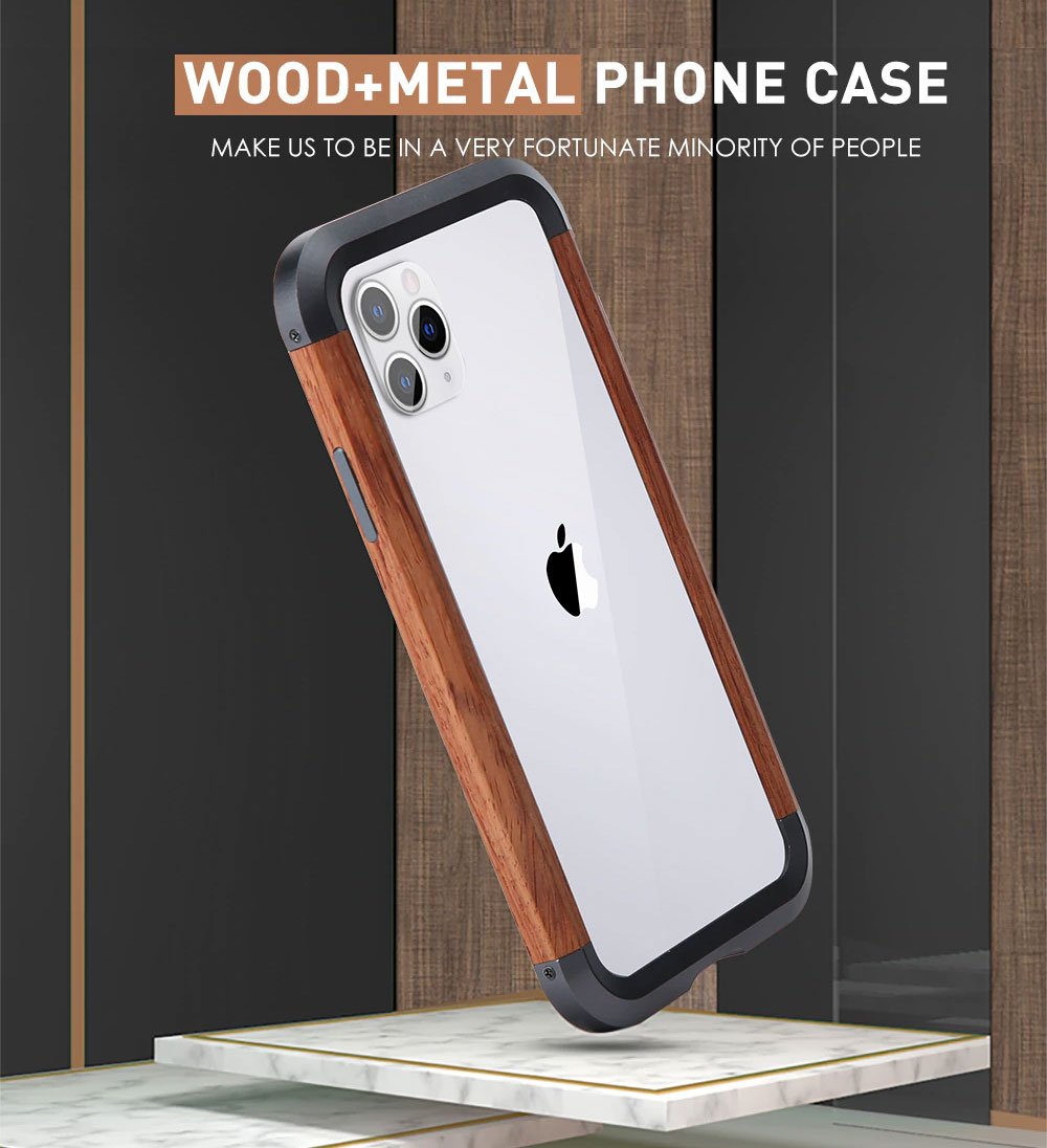 Aluminum Metal + Wood Bumper iPhone Case