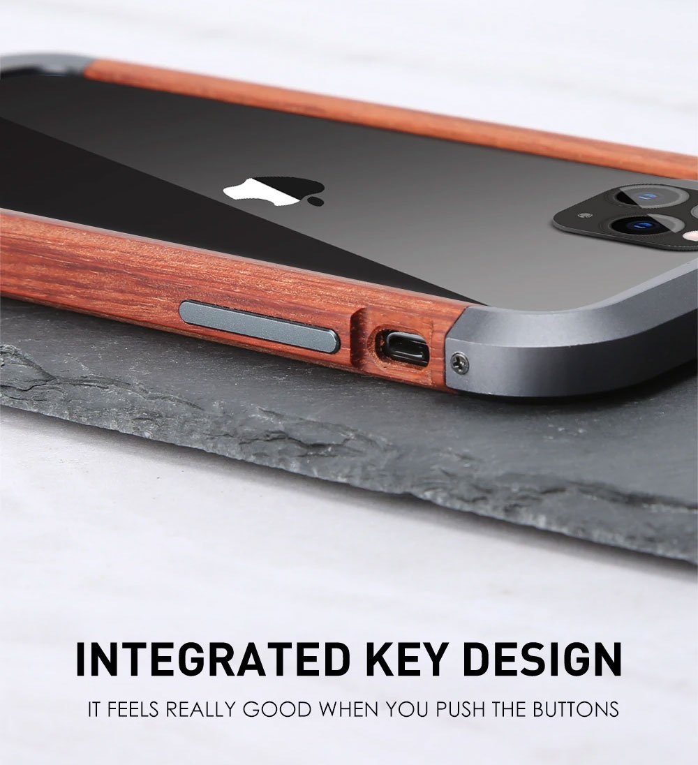 Aluminum Metal + Wood Bumper iPhone Case