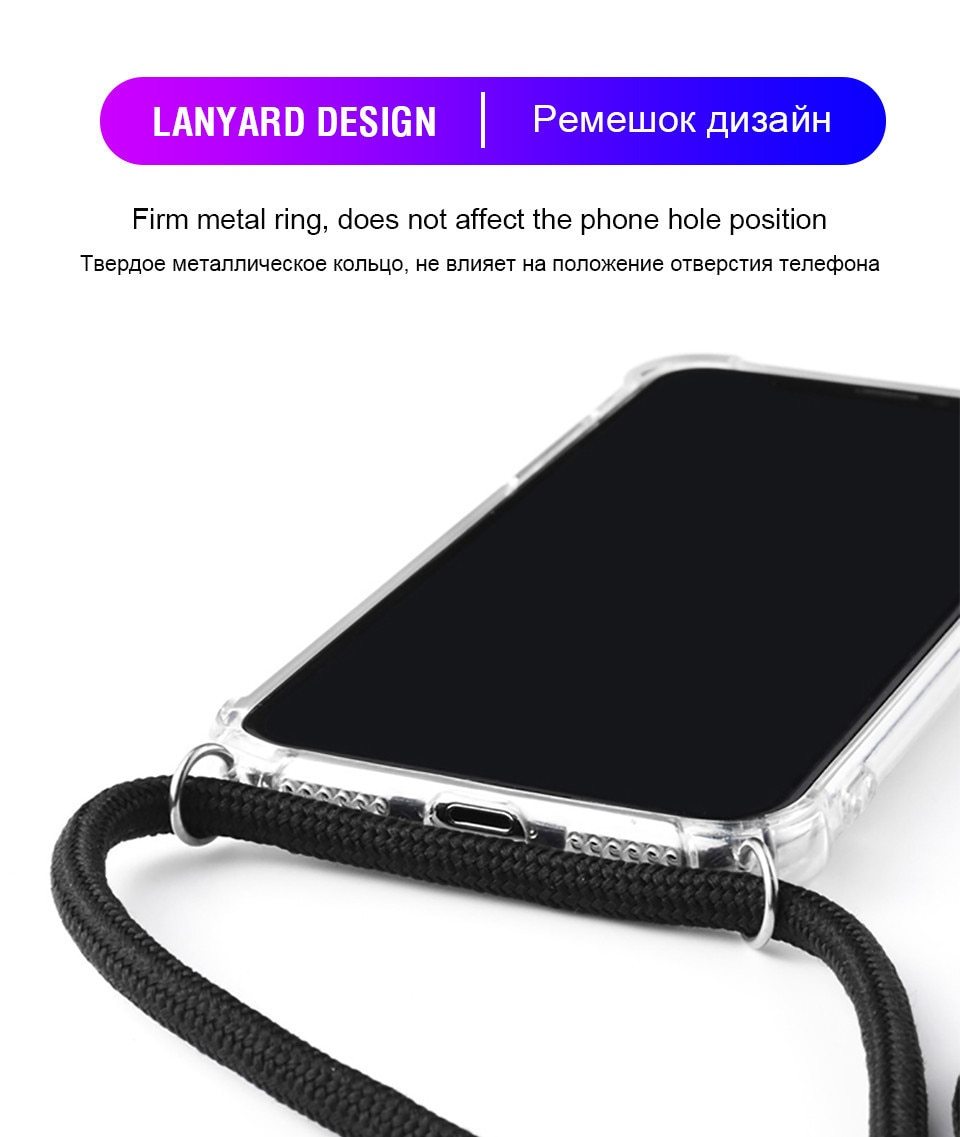 Anti-Knock Transparent Crossbody iPhone Case