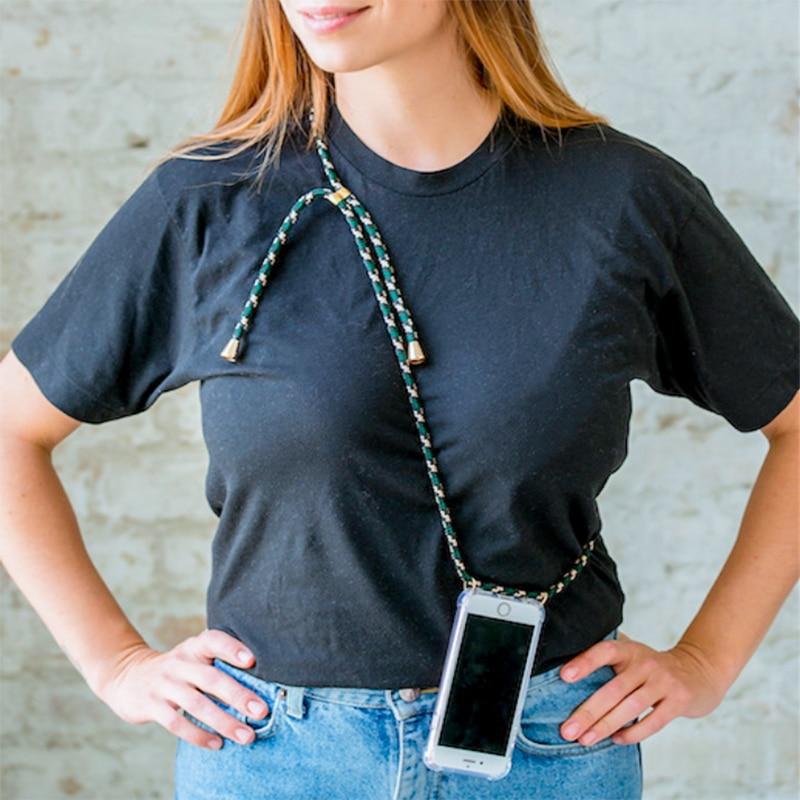 Anti-Knock Transparent Crossbody iPhone Case