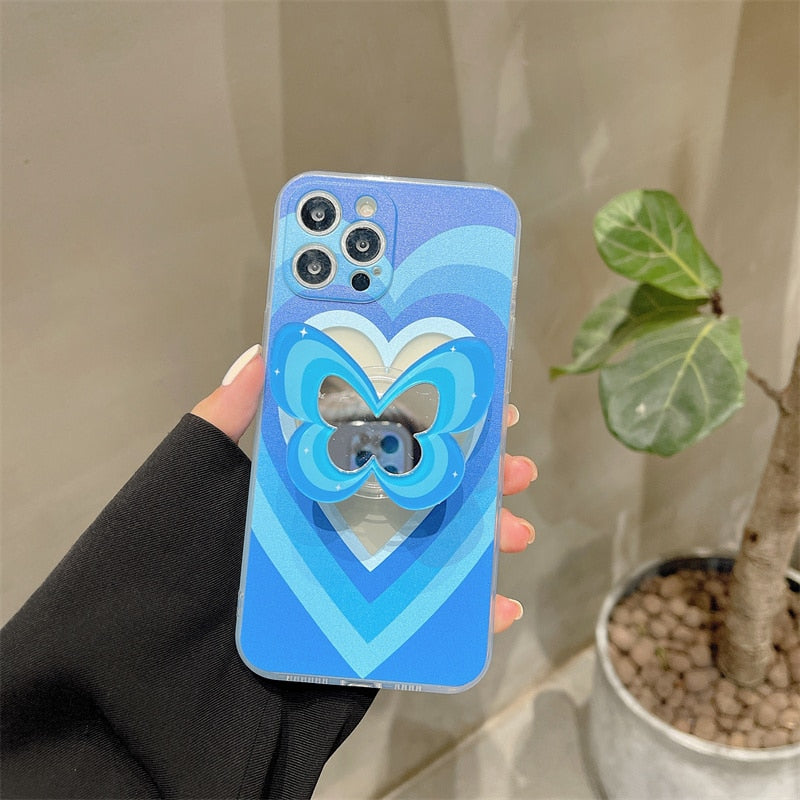 Heart Butterfly Mirror Holder iPhone Case