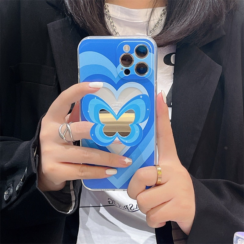 Heart Butterfly Mirror Holder iPhone Case