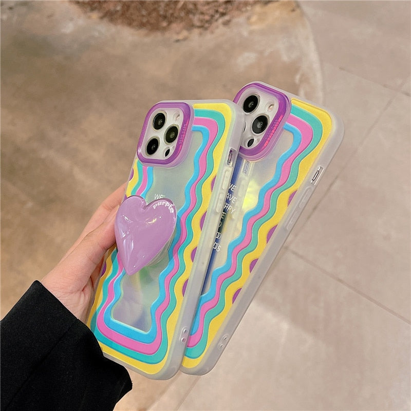 Rainbow Heart Holder iPhone Case