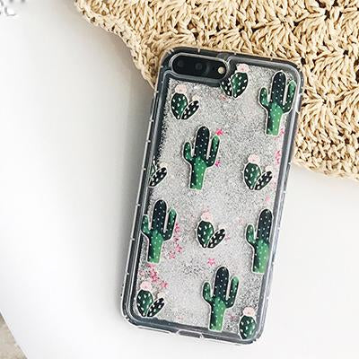 Pineapple & Cactus Quicksand iPhone Case