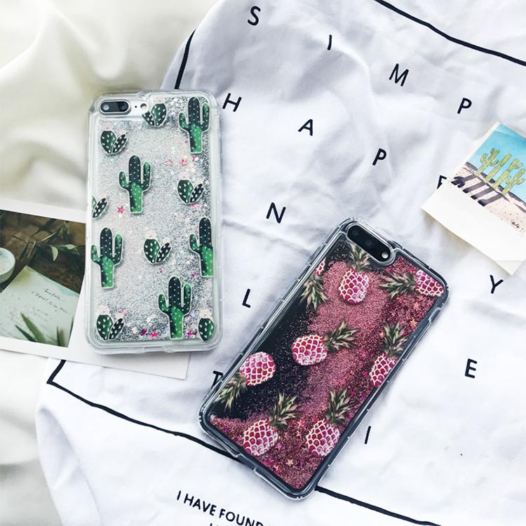 Pineapple & Cactus Quicksand iPhone Case