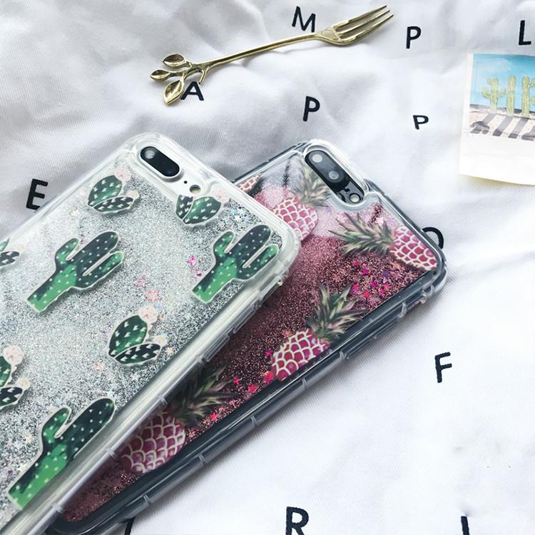 Pineapple & Cactus Quicksand iPhone Case