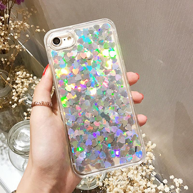 Transparent Heart Quicksand iPhone Case