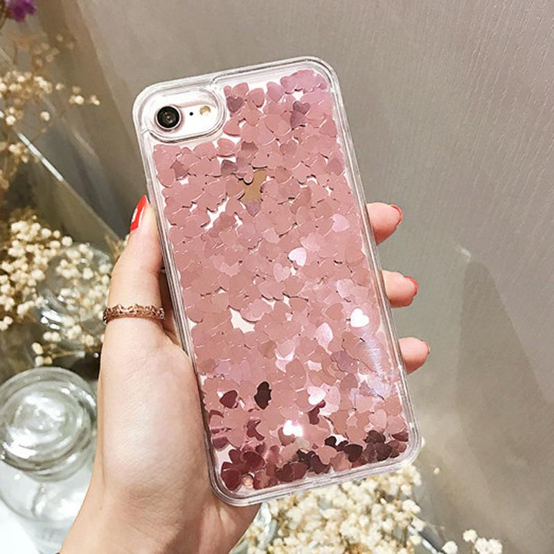 Transparent Heart Quicksand iPhone Case