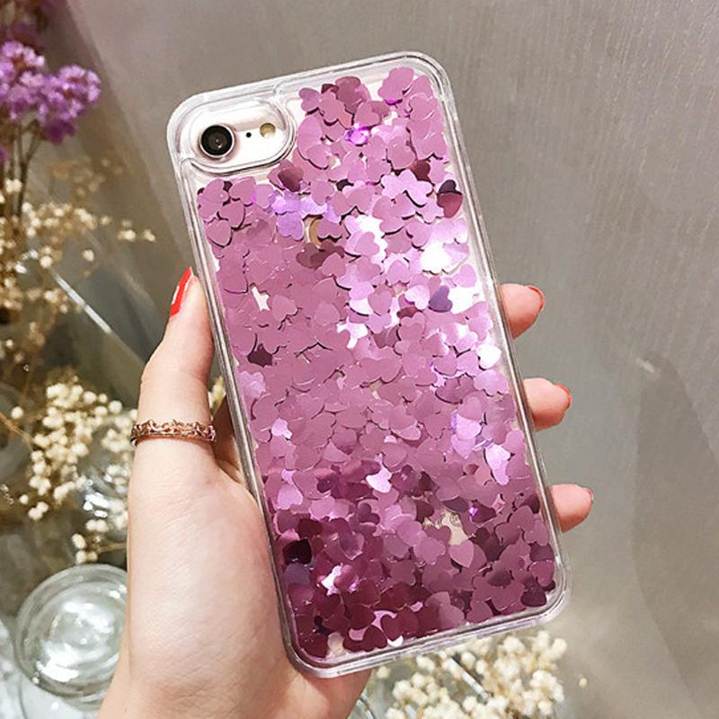 Transparent Heart Quicksand iPhone Case