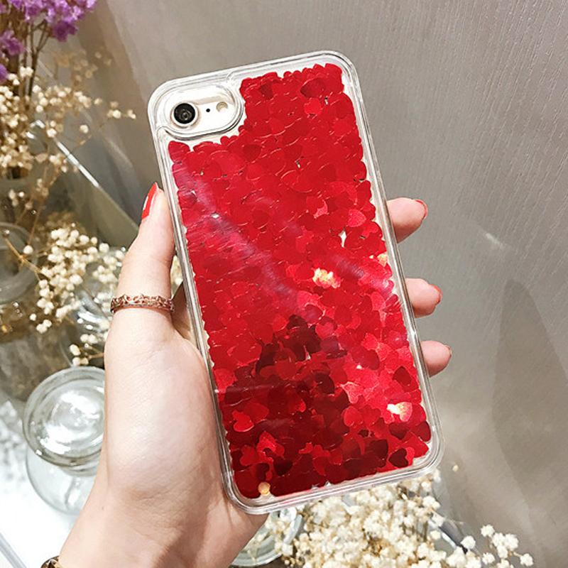 Transparent Heart Quicksand iPhone Case