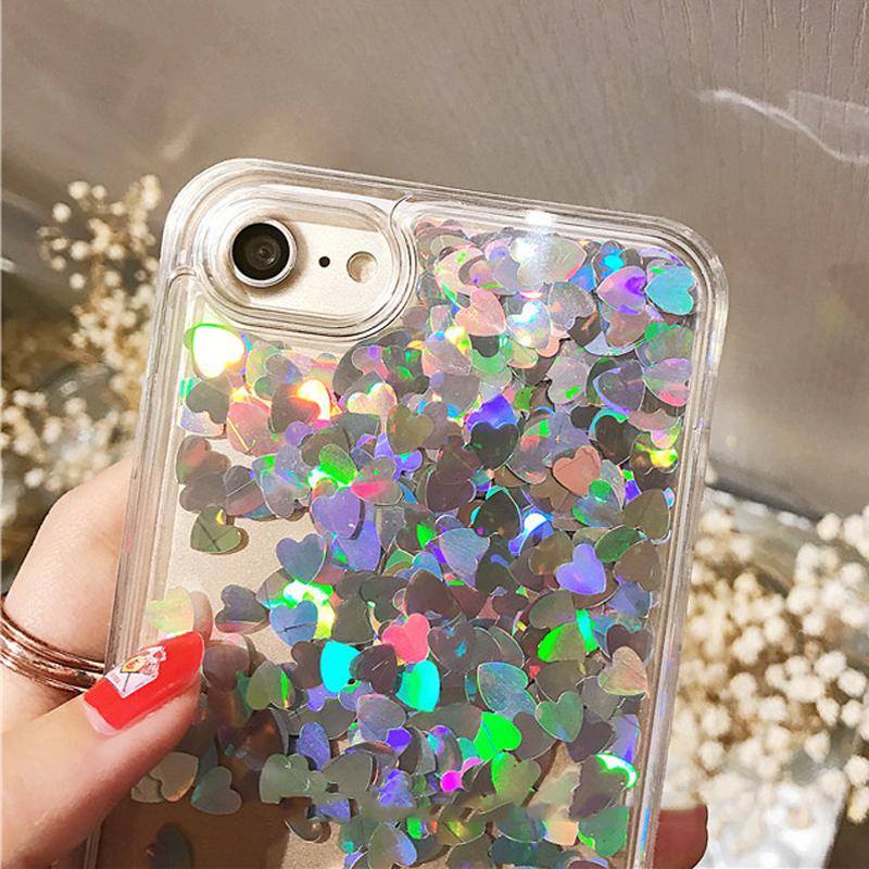 Transparent Heart Quicksand iPhone Case